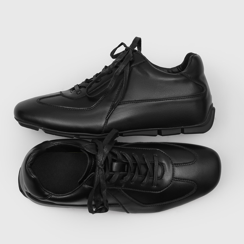5cm invisible height-increasing retro German training shoes for men, casual leather shoes, versatile lace-up lightweight low-top Forrest Gump shoes 13133