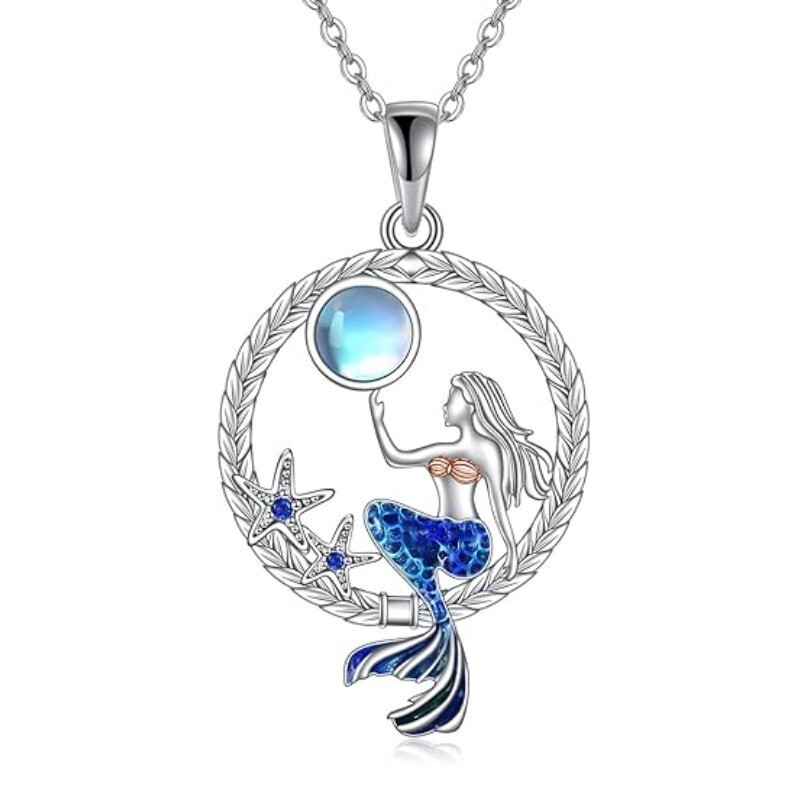 European and American New Fashion Personalized Mermaid Necklace Women's All-match Niche Round Hollow Starfish Pendant Cross-border Supply European and American New Fashion Personalized Mermaid Necklace Women's All-match Niche Round Hollow Starfish Pendant Cross-border Supply