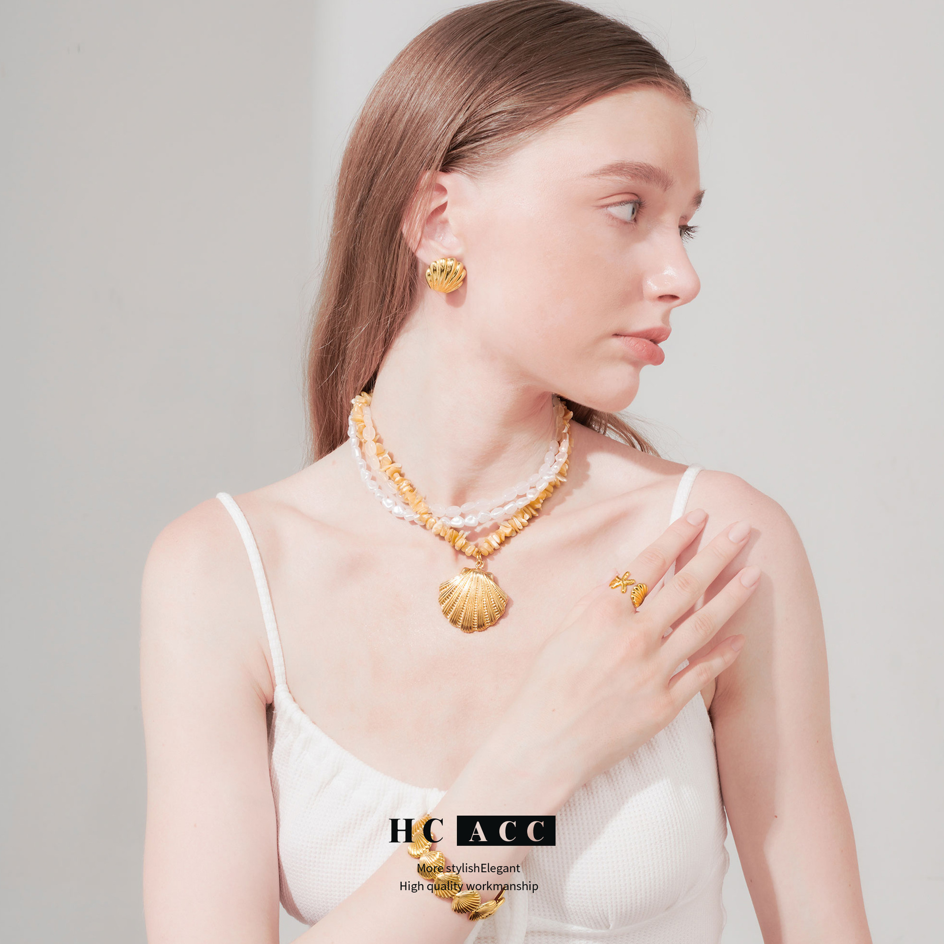 european-and-american-light-luxury-marine-style-pearl-necklace-freshwater-multi-layer-natural-shell-bead-chain-shell-pendant-clavicle-chain-for-women