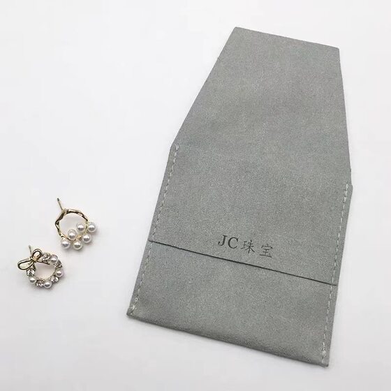 Double-sided microfiber jewelry velvet bag fashion dustproof flip necklace jewelry bag ring ear studs storage bag
