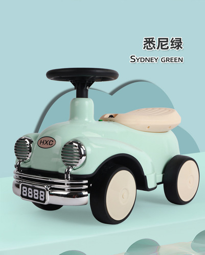 Kids' Teeter Totter Scooter, Sit-in Ride-on Toy Car for 1-3 Years, Gliding Car with Lights and Music, Four-Wheeled Balance Bike