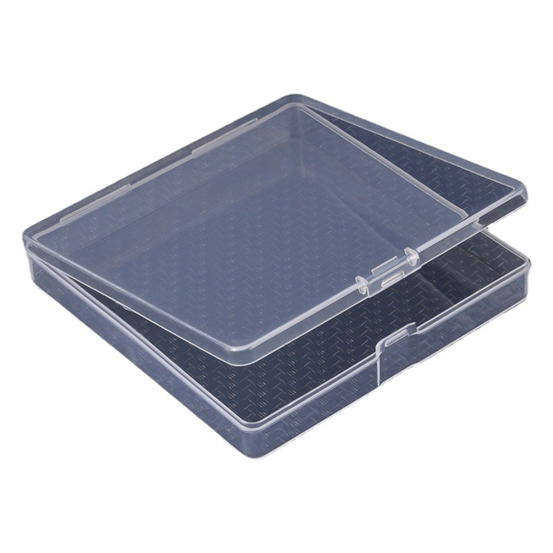 Caja de joyería de caja plana transfronteriza de 1,6 CM Fábrica directa PP cuadrado transparente caja de plástico caja de elemento de caja de plástico