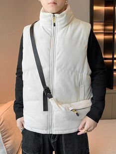 Мужской вельветовый утепленный жилет, утепленная цветная майка топ для отдыха с пухом, куртка, в корейском стиле