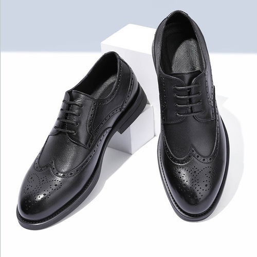 Bloch Embossed Leather Shoes for Men, British and Korean Style Business Formal Shoes, Breathable Casual Shoes, Wedding Shoes for Grooms