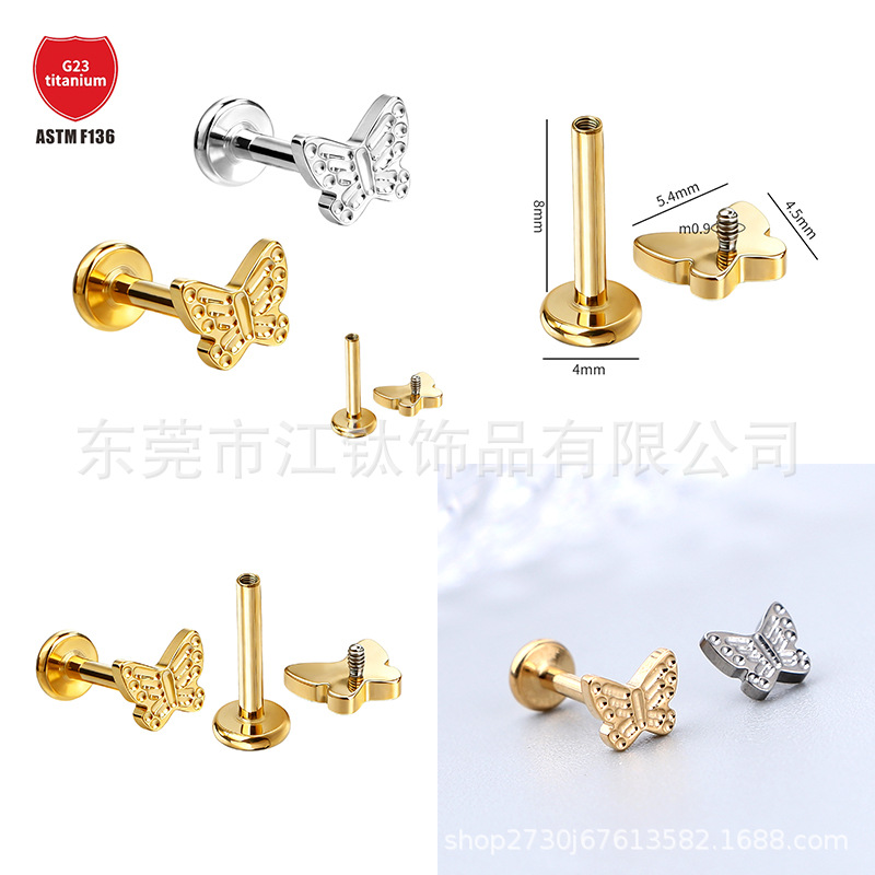 Pointed titanium steel lip stud product view