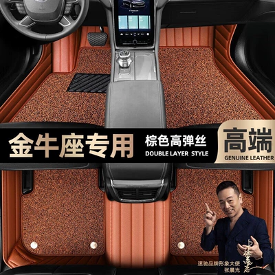 car mats [Black, Ayaqaltılar (Kovriklər) - brown-leather-brown-stretch-silk-double-layer