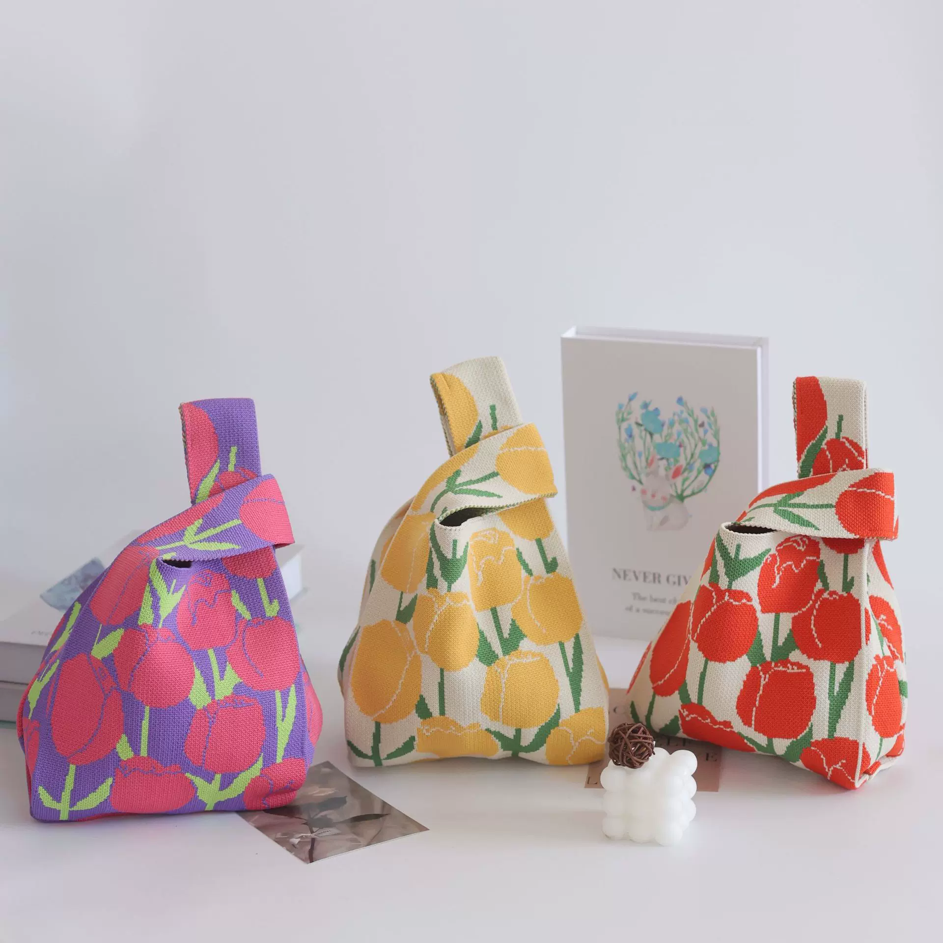 女士针织包手提包水桶包腋下包编织包包女包背心包简约便携单肩