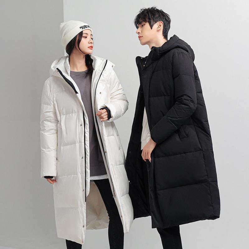 Men's Clothing men's and women's Silk cotton jacket winter new mid length fashionable thickened over knee white duck Silk cotton jacket_voghion.com