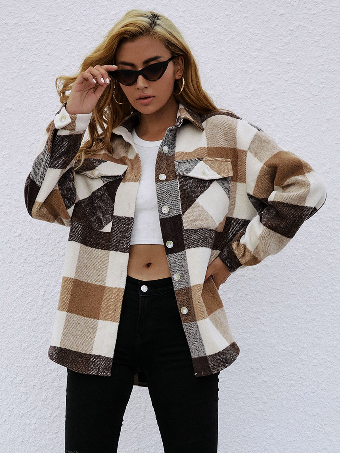 women s plaid single-breasted thick coat nihaostyles clothing wholesale NSJM79779