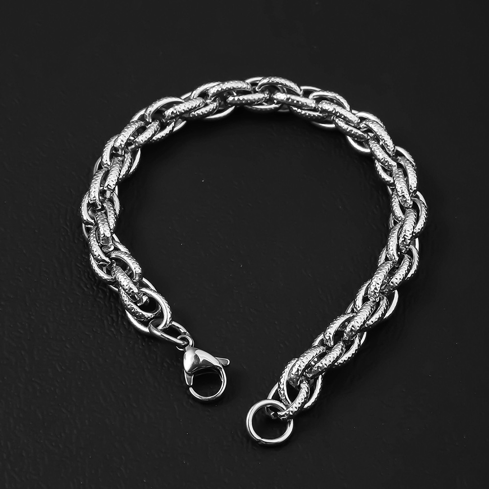 Pulseira cubana masculina em aço inoxidável à prova d'água_voghion.com