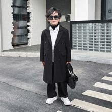 童装男童风衣儿童长款外套2023秋冬款英伦中大童洋气宝宝大衣潮酷
