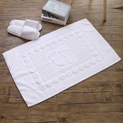 Hotel anti-slip water-absorbent thick pure cotton bath mat, white plain weave, frame foot bath mat for homestay and guesthouse