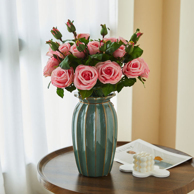 3头手感保湿玫瑰花仿真花束家居客厅装饰情人节单支小玫瑰假花详情13