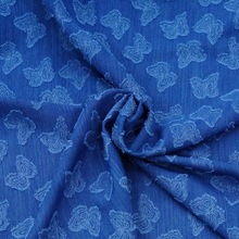 新品 仿牛仔提花面料 轻奢女装连衣裙 上衣 舞台服装 化蝶 剪花布