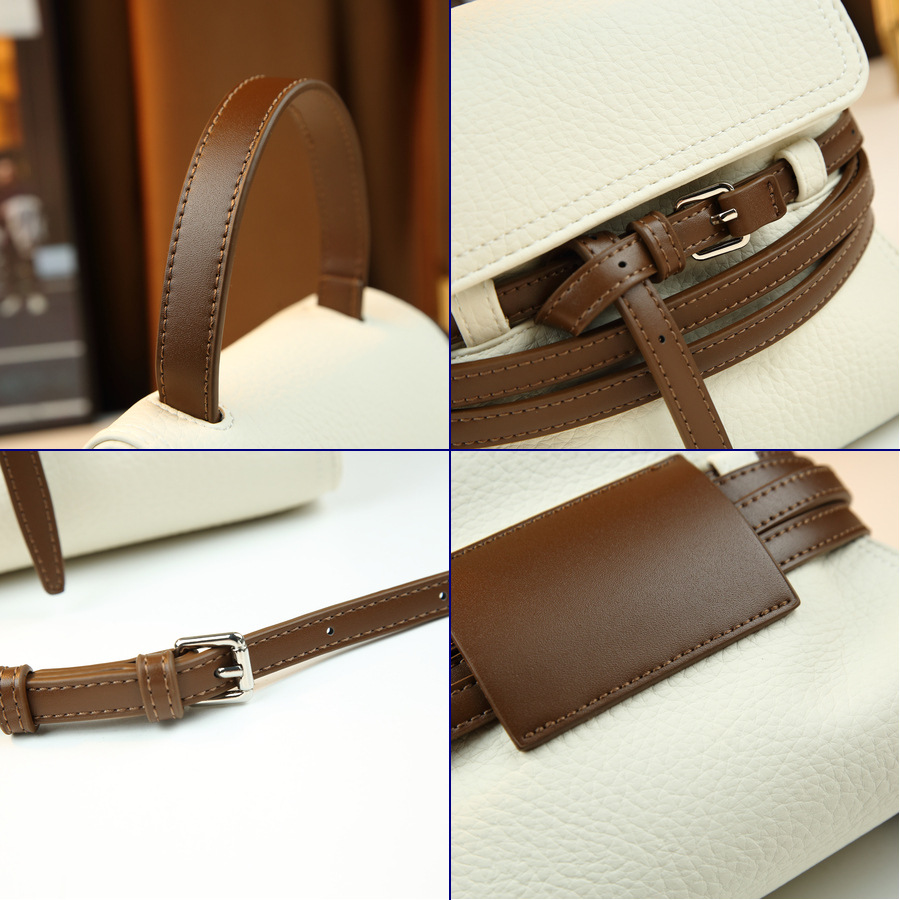 Hochwertige, gewachste Ledertasche für Damen mit Gürteldesign, mittelgroße Schulter- und Umhängetasche im eleganten Stil, ideal für Herbst und Winter, vielseitige Handtasche_voghion.com