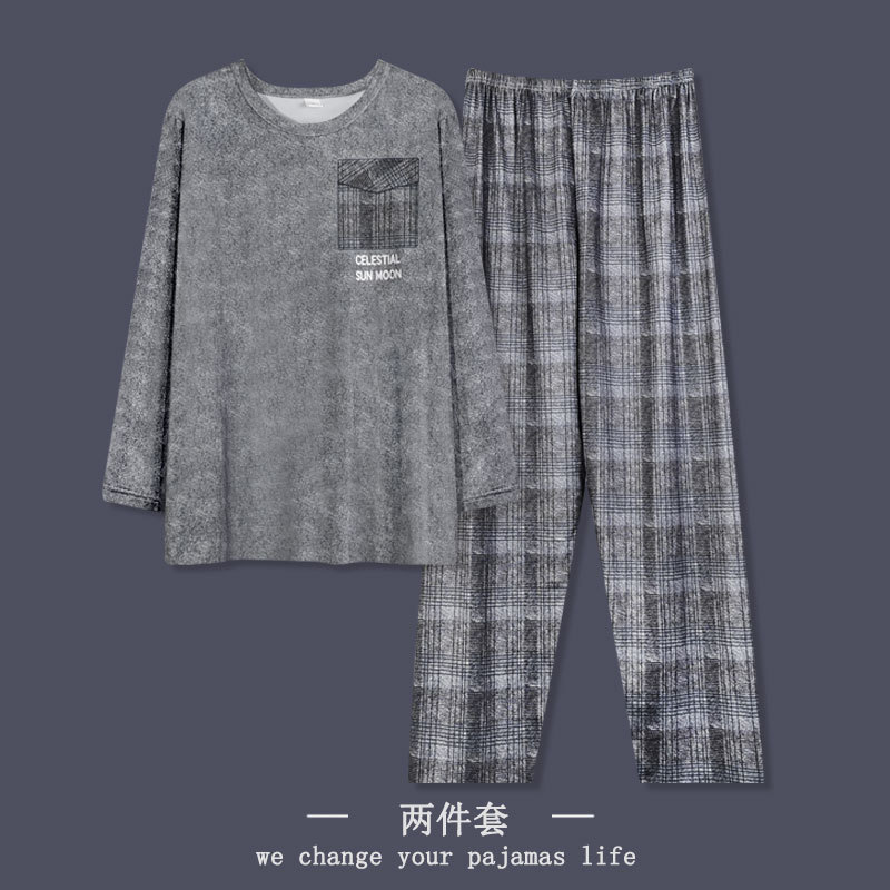 Cn-20 double long letter gray plaid men / L