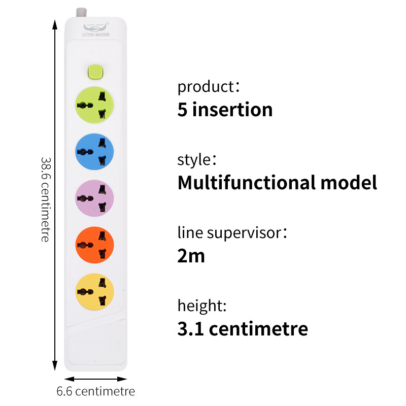 Protector de sobrecarga con cable eléctrico con puerto USB-C cargado con conector de conector de cable de extensión de color