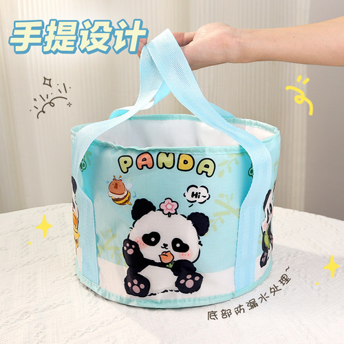 Cartoon cute portable insulated foot bath bucket outdoor travel artifact foldable foot bath bag creative foot bath basin