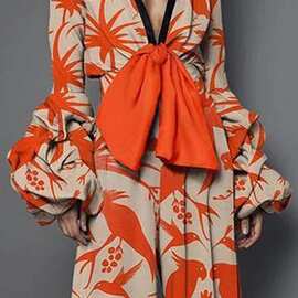 Women's sexy lace up printed dress女式时尚性感系带印花连衣裙