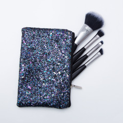 Zhuoyuye Portable Short Handle Mini Small Pebble Eyeshadow & Powder Brush Set of 4 with Makeup Bag