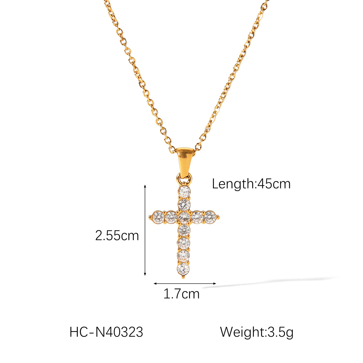 304 Stainless Steel Material PVD Coated Real Gold Plated Cross 304 Stainless Steel Casual Elegant Lady Waterproof Non Tarnish 304 Stainless Steel Pendant Necklace