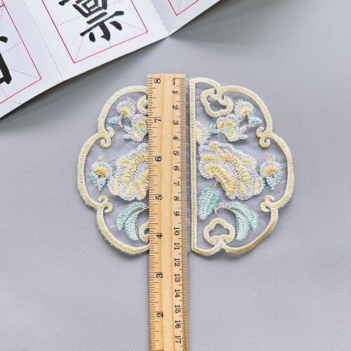 Ethnic style embroidery patch, Chinese style Hanfu horse skirt applique accessories, hand-sewn cloth patch, organza patch patch