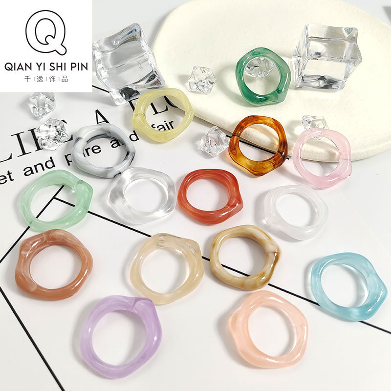 Factory direct plastic acrylic irregular color ring female retro Net red ns wind jewelry accessories wholesale Factory direct plastic acrylic irregular color ring female retro Net red ns wind jewelry accessories wholesale