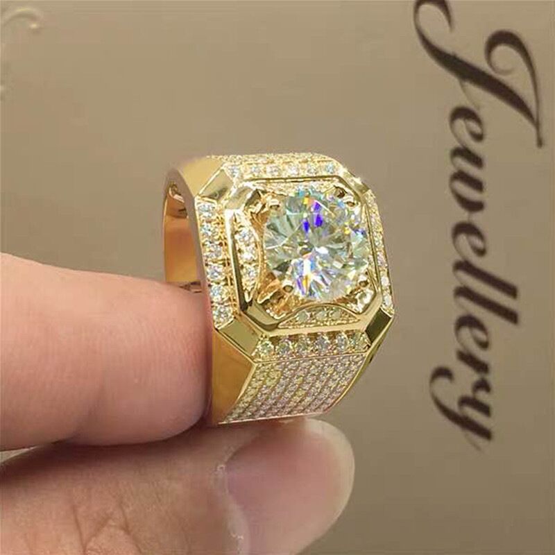 Hip Hop Punk Rock Personality Street Fashion Men's Business Luxury Zircon Wide Edition Men's Square Diamond Ring Men's Gift_voghion.com