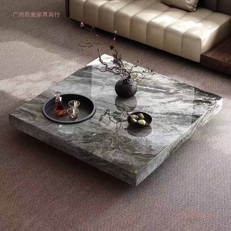 意式轻奢高级正方形方形岩板茶几简约客厅家用小户型现代极简新款|undefined