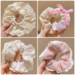 新款趙露思同款蕾絲大腸發圈春夏百搭出遊頭繩女可愛甜美皮筋髮飾