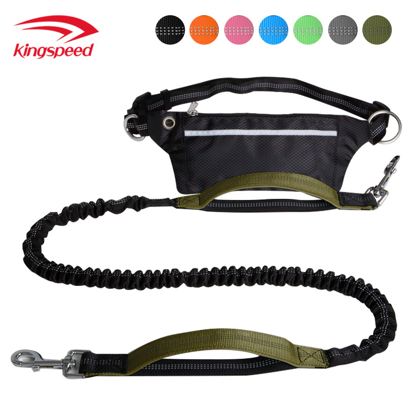 Dongguan kepai corriendo cuerda de tracción con bolsa de cintura cuerda de tracción transfronteriza para mascotas nylon reflexivo perro caminando cuerda de tracción