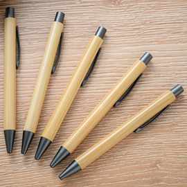 现货批发竹子笔可镭射logo酒店办公学生礼品广告笔按动竹子圆珠笔