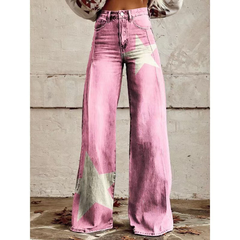 Cross-border Amazon bestseller: European and American plus-size women's casual wide-leg pants, low-waist, thin, faux-denim straight-leg flared pants Cross-border Amazon bestseller: European and American plus-size women's casual wide-leg pants, low-waist, thin, faux-denim straight-leg flared pants