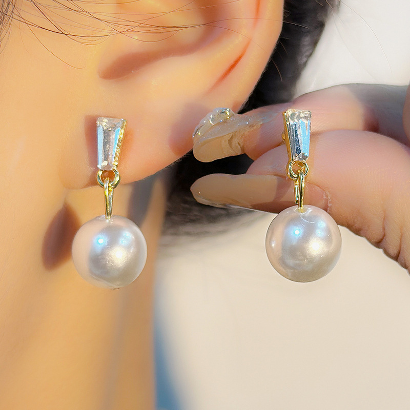 S925银针韩国百搭轻奢锆石珍珠小众设计高级感气质秋季新款潮耳钉