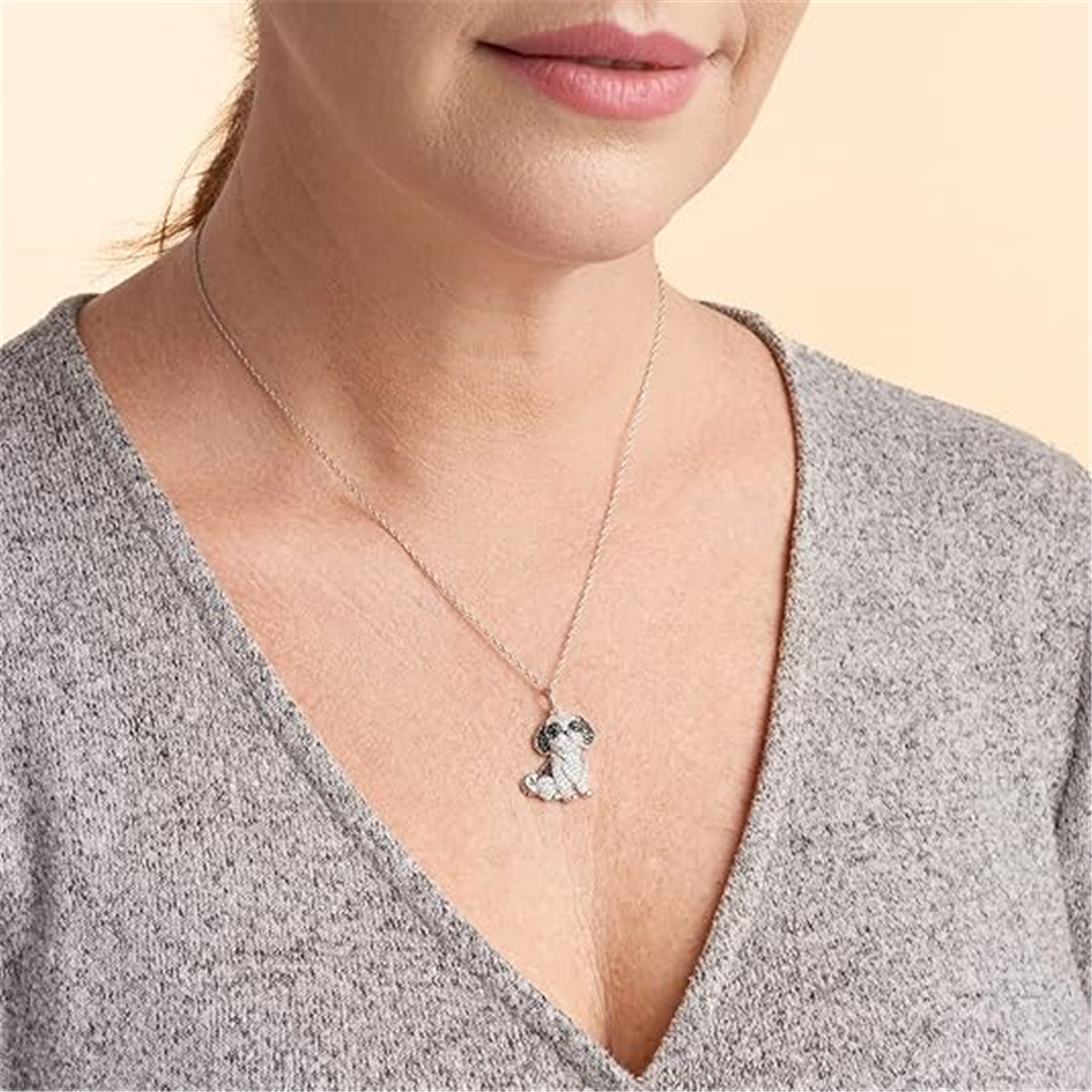 Inlay Design Cute Dog Artificial Crystal Zinc Alloy Cable Chain Pendant Necklaces Wholesale