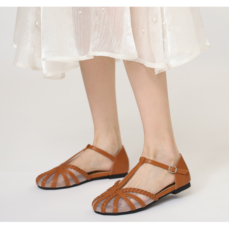 Damen Sandalen Mit Riemchen Aus Geflochtenem Mesh Für Den Sommer_voghion.com