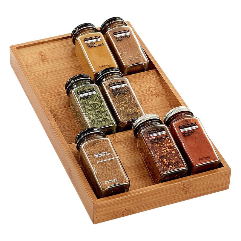 En stock 3-capa de especias y condimento rack organizador del cajón Amazon nueva llegada cocina bandeja de la cocina del hogar