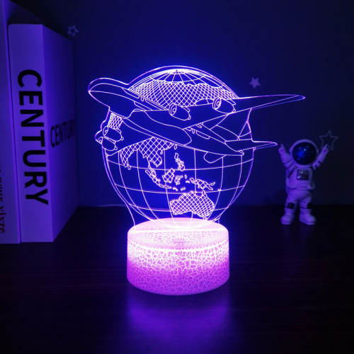 Cross-border special supply for aircraft fighter series 3D night light LED touch remote control three-color dynamic vision table lamp