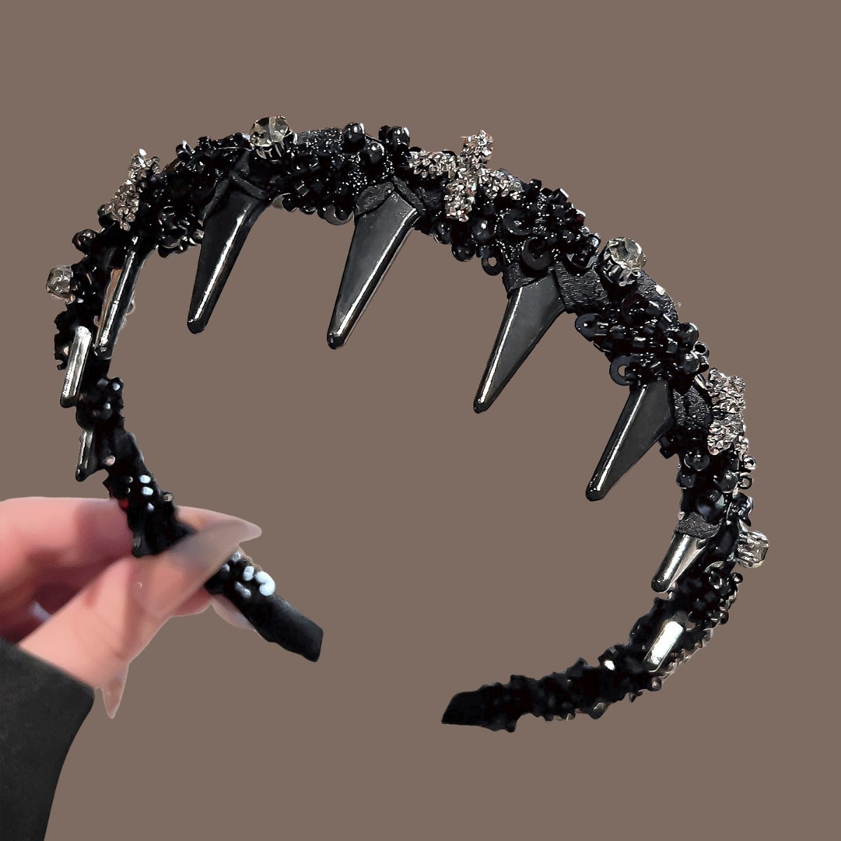 Black beaded star with diamonds