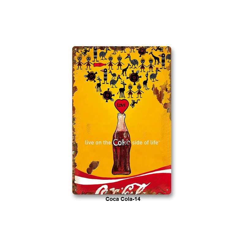 Металлическая настенная табличка Coca Cola, жесть 20×30 см, винтажный ретро стиль