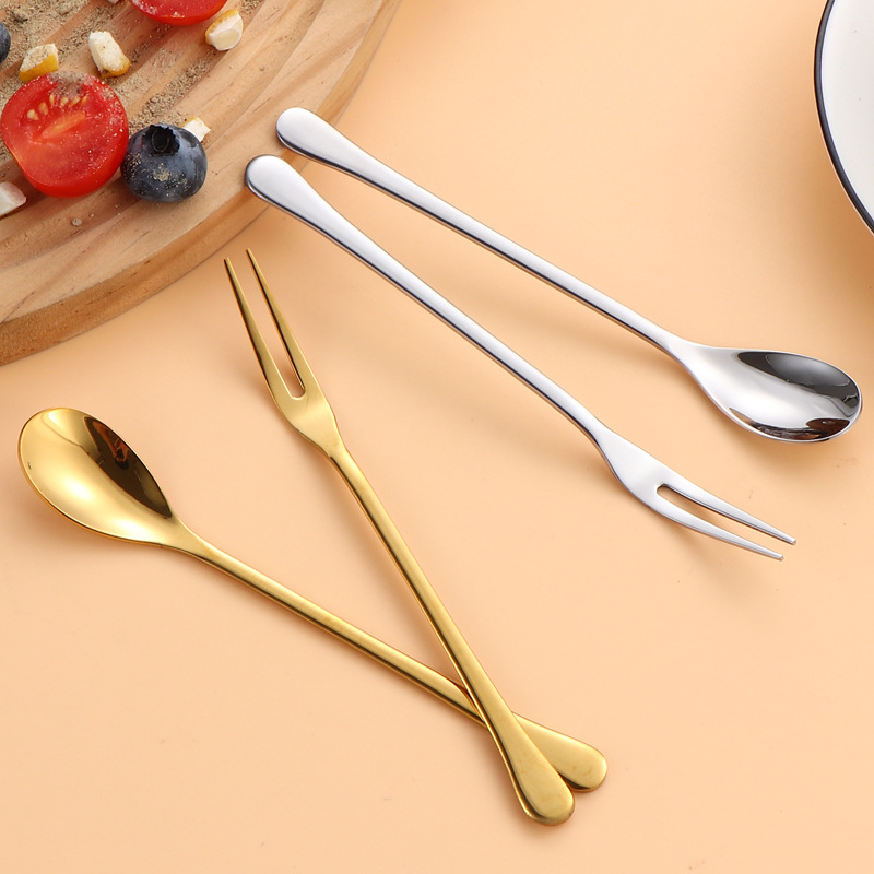 304 horquilla de frutas de acero inoxidable creativa postre de helado cucharada condimento de café miel horquilla de pastel de luna