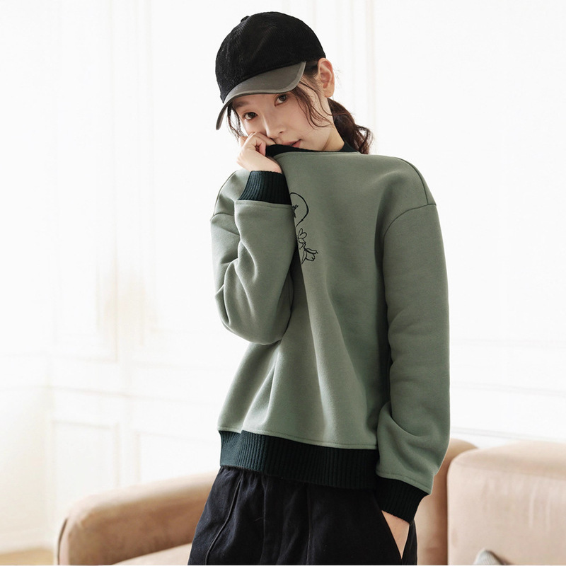 Fluffy Thickened Polar Fleece Warm Long-Staple Cotton Printed Women's Sweatshirt Top 2025 Autumn and Winter New Women's Clothing Fluffy Thickened Polar Fleece Warm Long-Staple Cotton Printed Women's Sweatshirt Top 2025 Autumn and Winter New Women's Clothing