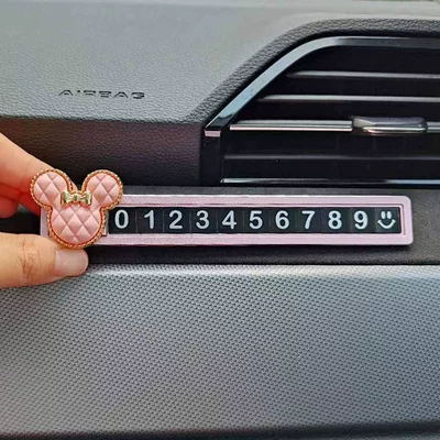 Other Automotive Interior Supplies: phone network red creative - pink-rice-its-head-powder-alloy-sliding-parking-card