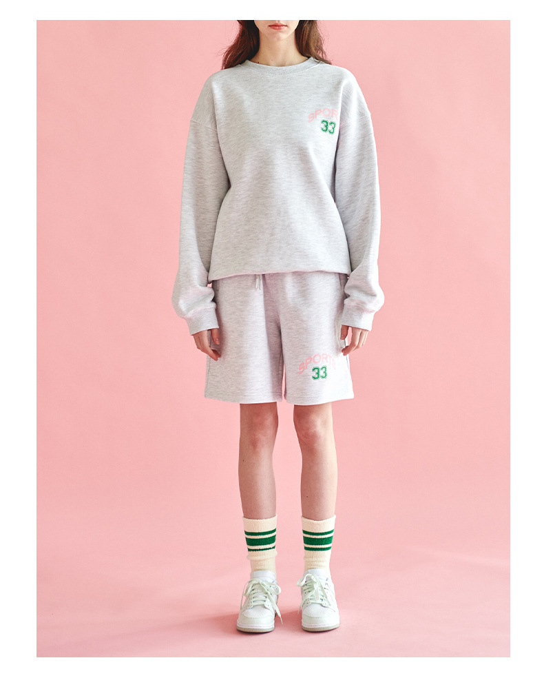 [Clearance Sale] 2025 Autumn Casual Sportswear Two-Piece Set: Printed Long-Sleeve Crew Neck Sweatshirt And Shorts_ecoleips.com