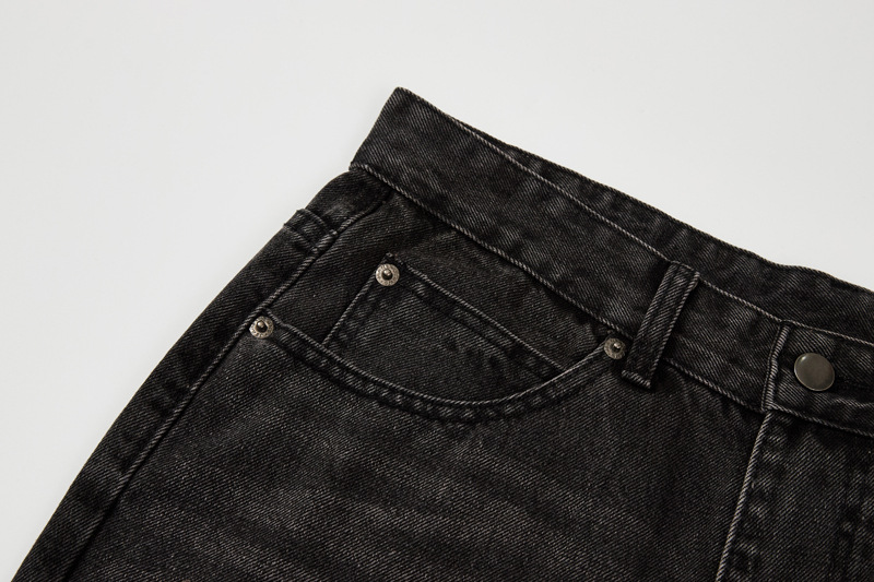 Men's Clothing Black Flared Jeans High Street Y2K Distressed Vintage Washed Clean Fit American Menswear_mkmklike.com