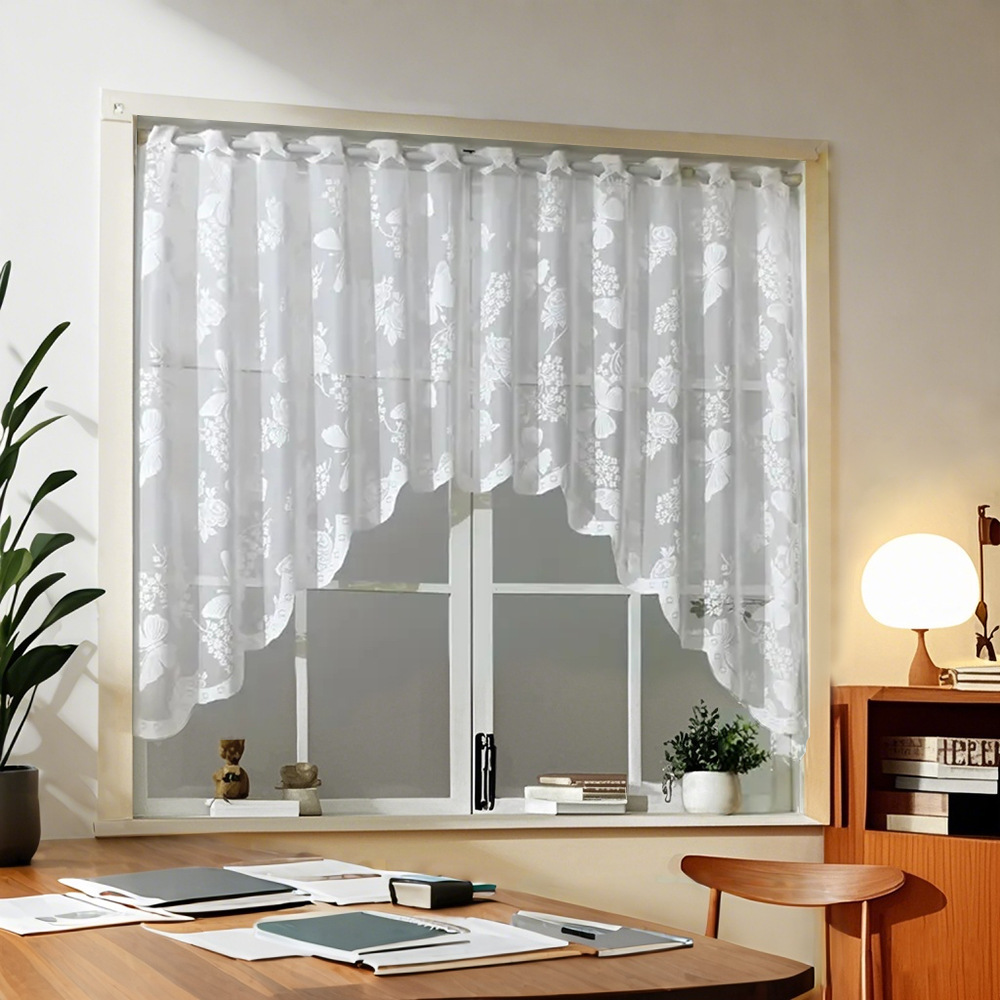 Finished in stock cross-border lace woven butterfly flower door curtain door frame curtain small window short curtain foreign trade small curtain