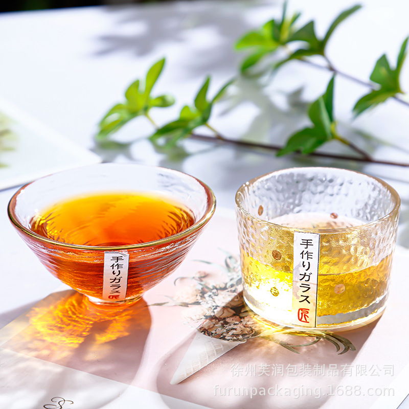 高档描金日式锤纹小品茶杯手工主人杯玻璃日本清酒杯功夫茶具