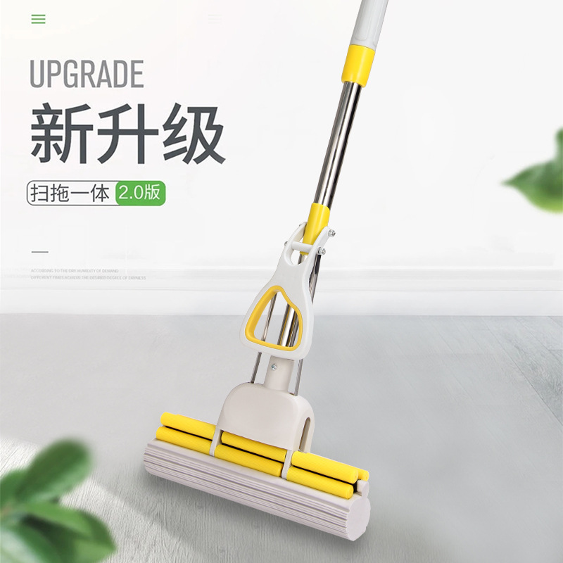 Varilla de acero inoxidable retráctil trapeador de limpieza del hogar trapeador de algodón de plástico rodillo de doble fila 27CM fregona fábrica al por mayor