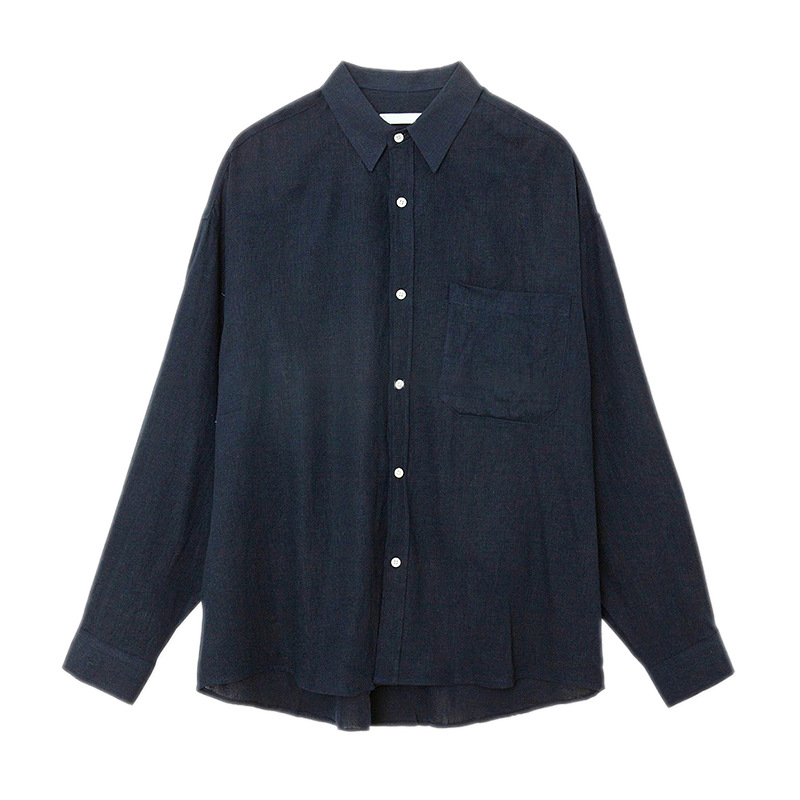 Asclo color sólido manga larga camisa de lino juventud estilo coreano alto sentido superior suelta verano delgada chaqueta