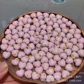 菱镁矿粉松石爱心镶嵌款文玩配饰配件手串搭配配饰diy